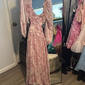 Elegant Pink Floral Maxi Dress